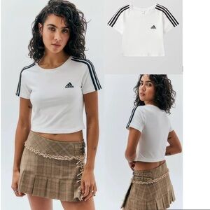 Adidas Sportswear ESSENTIALS 3 STRIPES BABY T-shirt Jersey Crop Top B&W size L
